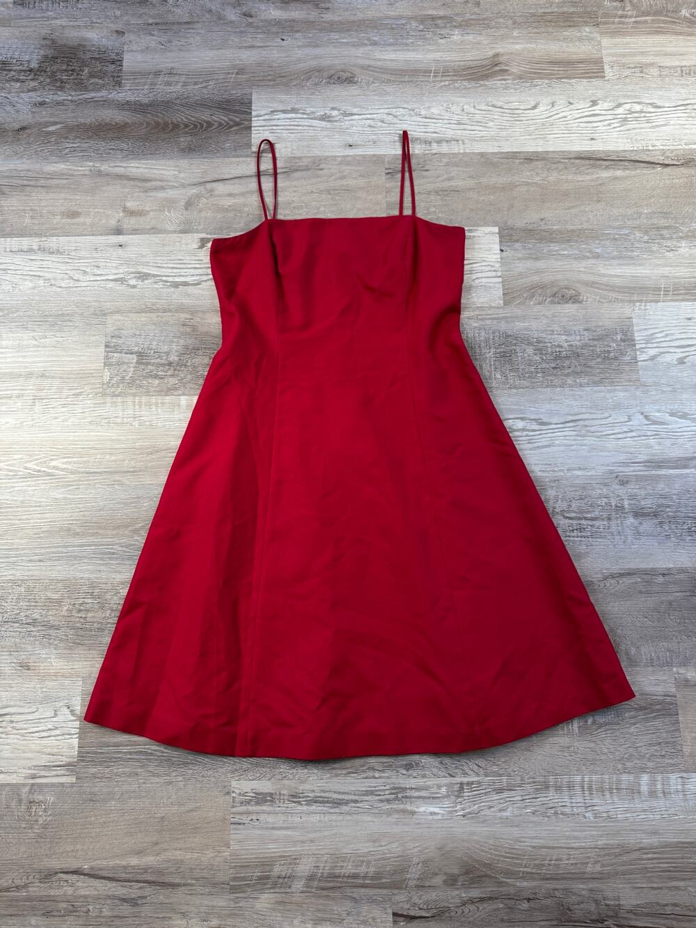 Vintage 90s Ann Taylor Red Cotton Silk Slip Midi Dress Minimalist Cocktail 12